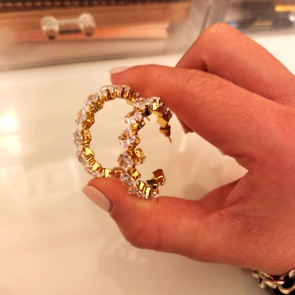 Chunky Diamond Hoops